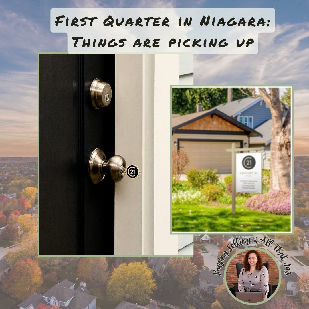 Covering photo showing a front door of a house with a key designed with the Century 21 "C21" Logo and a second image of a cute home with a Century 21 For Sale sign.